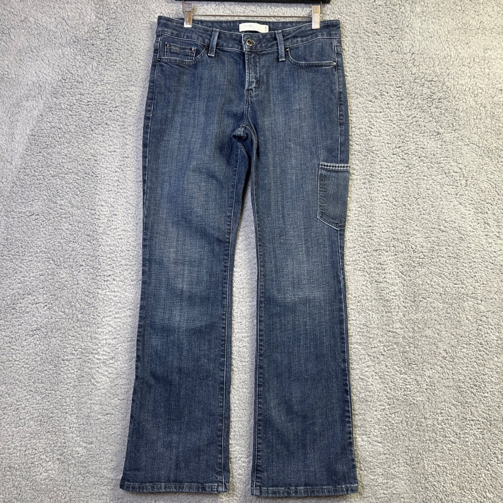 Levis 545 Low Boot Cut Jeans Women 8 Blue Denim Dark Wash Utility Pocket Y2K DIY